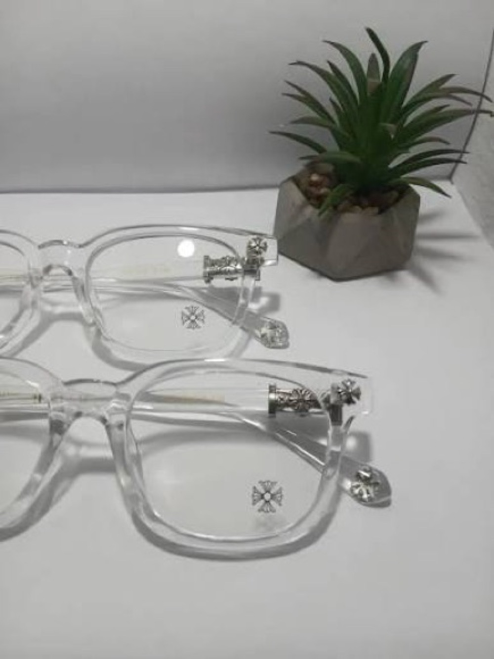 Chrome Hearts Clear Frame Glasses with Silver Accents